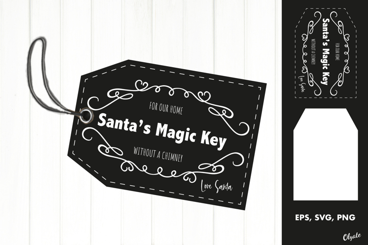 Santa’s Magic Key, Black and White EPS, SVG, PNG
