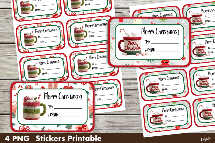 Christmas Gift Stickers PNG. Merry Christmas Stickers PNG