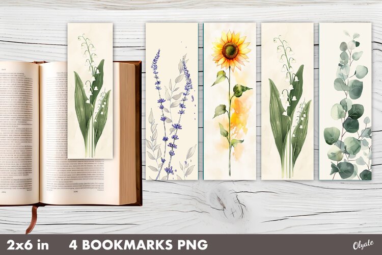 Floral Bookmarks, Printable Bookmarks PNG example image 1