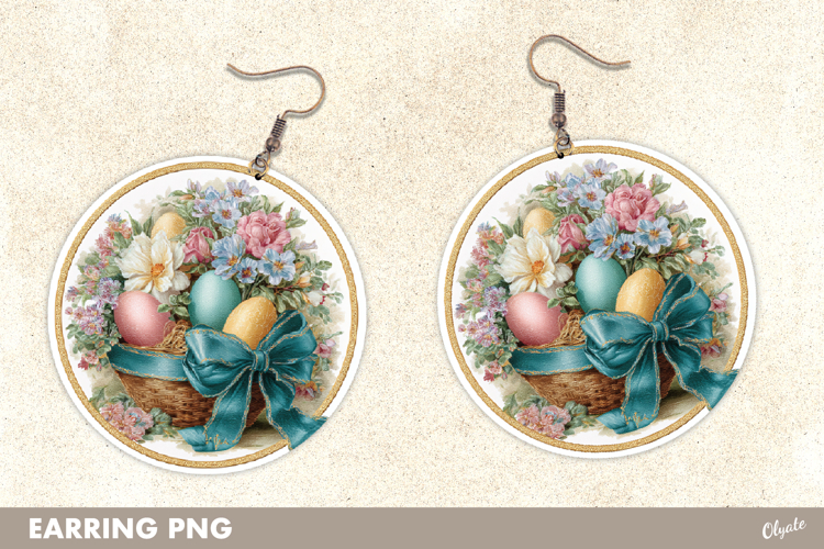 Easter Earrings with Leather Texture Sublimation PNG