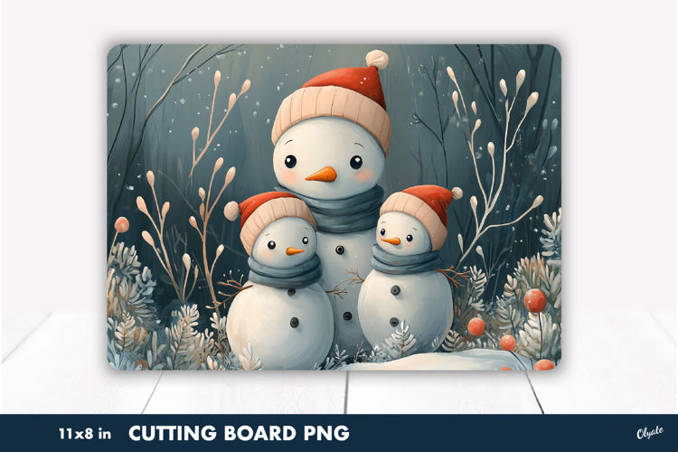 Cute Family Snowman PNG. Kitchen Cutting Board PNG