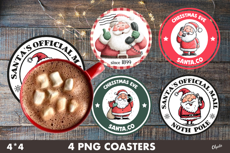 Christmas Stamp Coaster PNG, Post Stamp Christmas Coaster