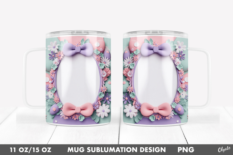 Easter Frame Mug Sublimation Wrap, Mug 11 OZ, 15 OZ