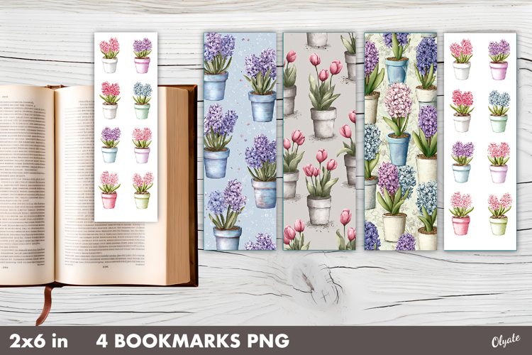 Watercolor Spring Flower Bookmark PNG