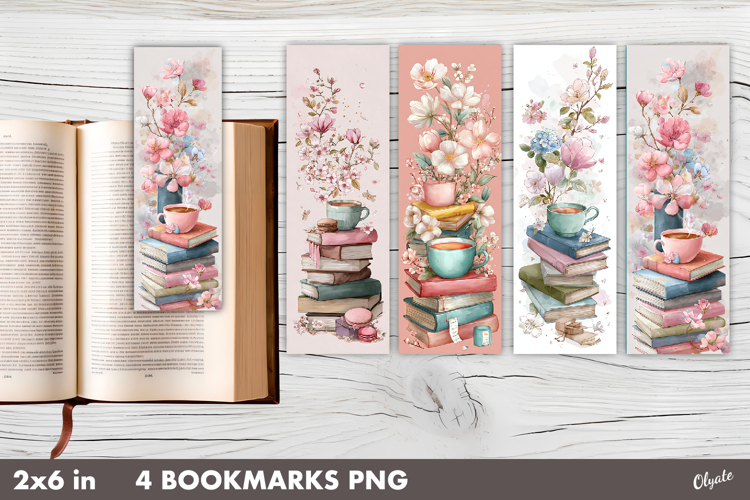 Watercolor Spring Book Bookmark PNG