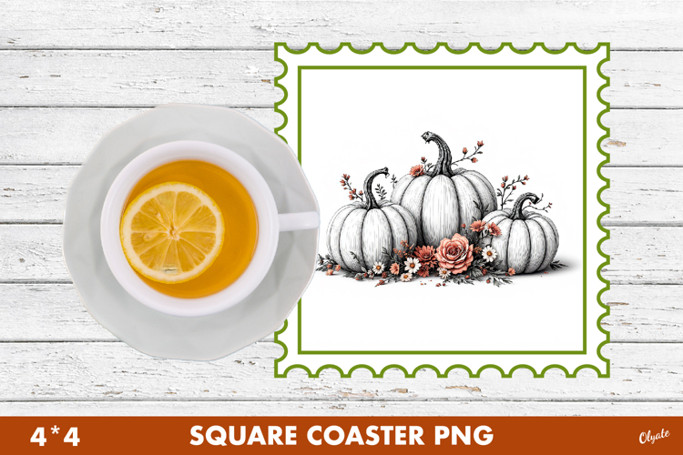 Pumpkin Coaster PNG. Halloween Square Coaster