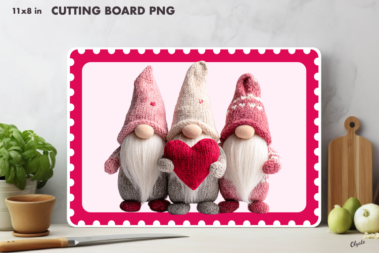 Pink Valentine Gnomes Cutting Board Sublimation