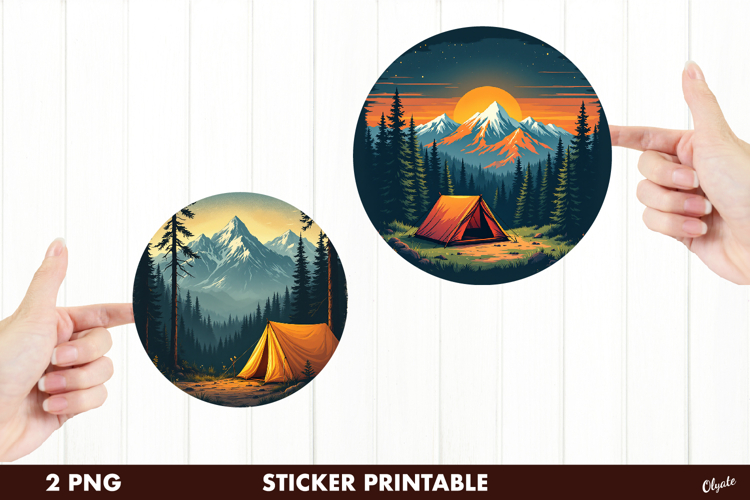 Adventure Stickers PNG. Camping Printable Stickers