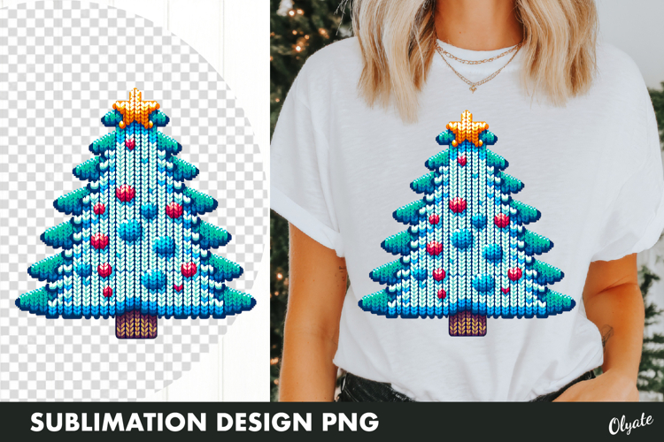 Knitting Christmas Tree Sublimation PNG. Christmas Tshirt