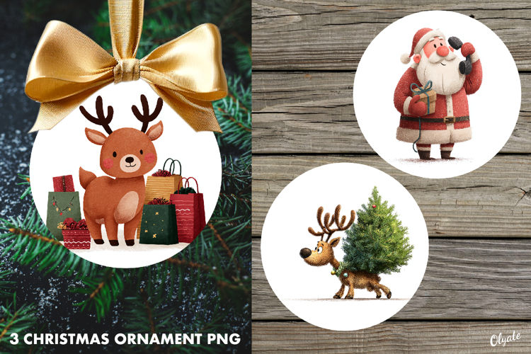 Christmas Ornament Sublimation PNG. Round Sign