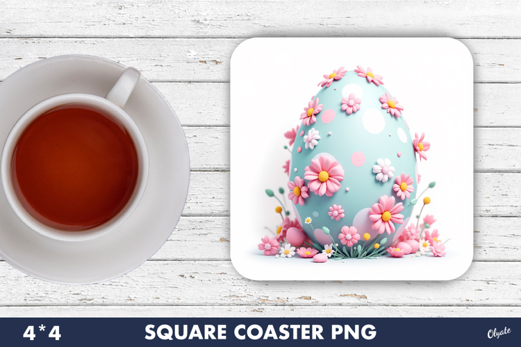 Easter Coaster Sublimation PNG, Beautiful Easter Egg PNG