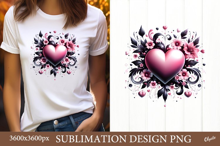 Gothic Valentine’s Day Sublimation. Romantic Tshirt Design