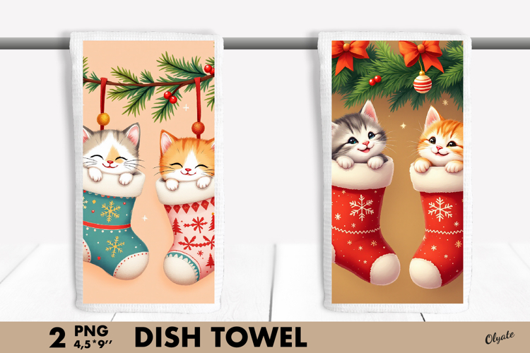 Cute Animal Christmas PNG. Christmas Dish Towel Sublimation