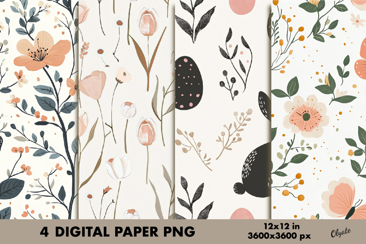 Easter Digital Paper PNG, Easter Scrapbook Paper PNG