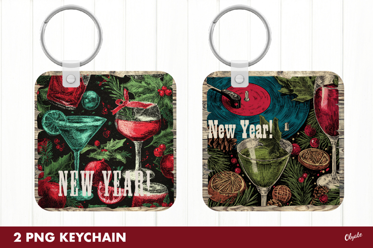 New Year Keychain PNG, New Year Sublimation