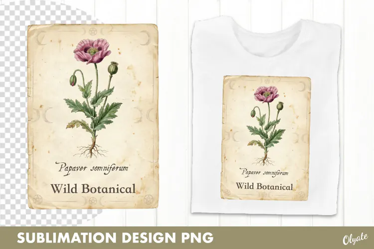 Witch’s Garden. Vintage Herbarium Illustration PNG