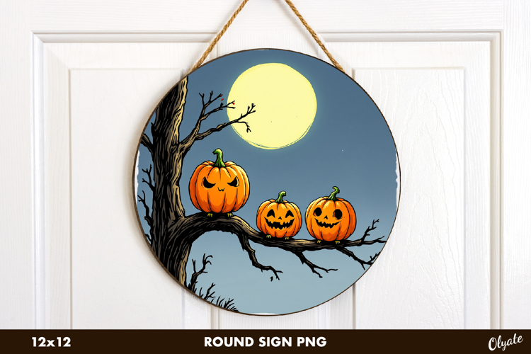 Funny Pumpkins, Halloween Round Sign PNG