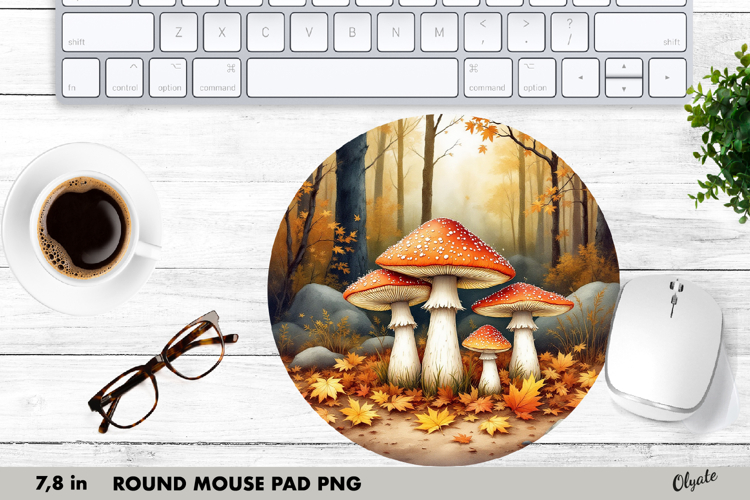 Mushrooms Mouse Pad, Round Mouse Pad PNG