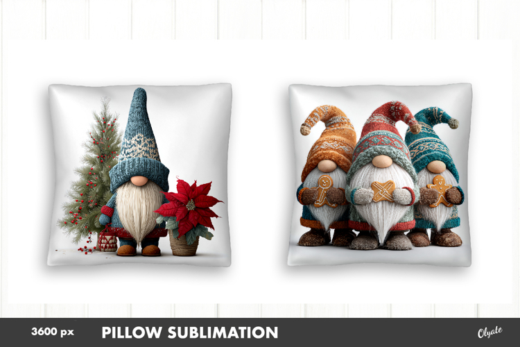 Christmas Crochet Gnome PNG. Pillow Christmas Design PNG