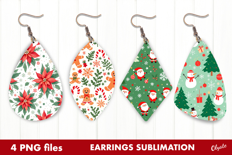 Christmas Earring Sublimation. Xmas Earring PNG