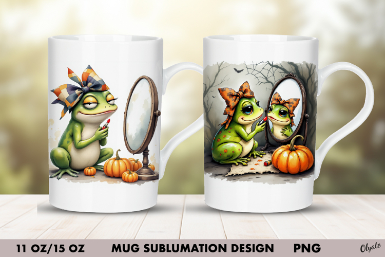 Frog Coquette Mug Sublimation. Halloween Mug Wrap