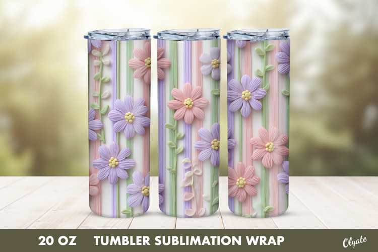 Flower Tumbler Wrap PNG, 20 OZ Tumbler Sublimation PNG