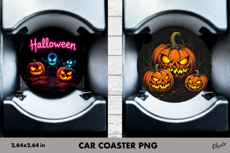 Pumpkin Car Coaster Sublimation. Halloween Car Coaster