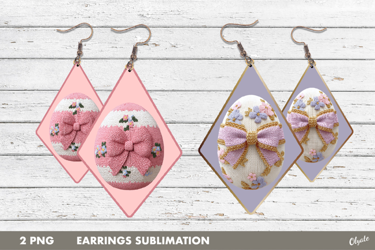 Yarn Easter Earring PNG, Knitting Easter Earring Sublimation