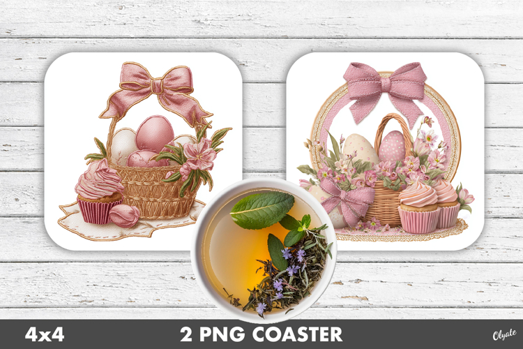 Festive Easter Basket Coaster Sublimation PNG