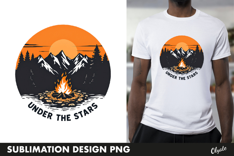 Mountains Forest Round Sublimation PNG