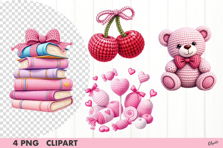 Teacher Valentine Clipart. Pink Crochet Teacher Clipart PNG