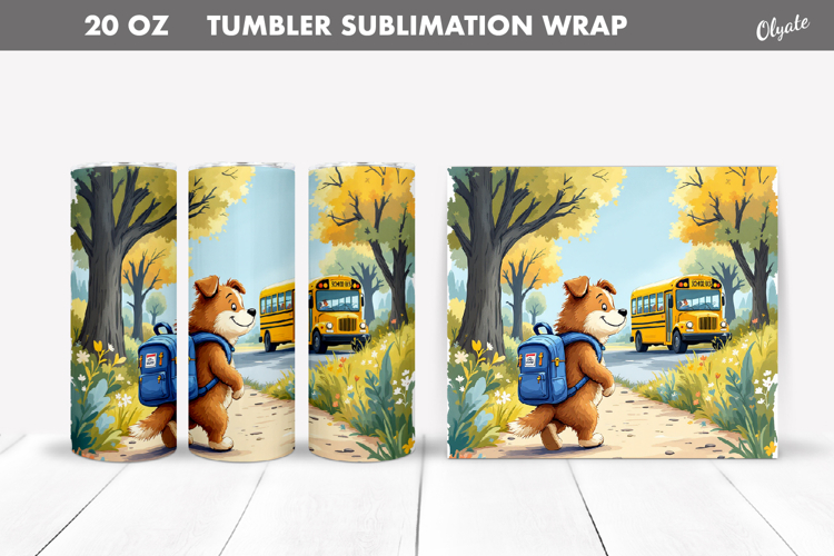 Cheerful Dog go to School PNG. Back to School Tumbler