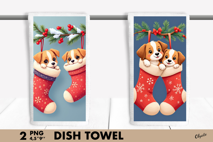Cute Animal Christmas, Christmas Dish Towel Sublimation PNG