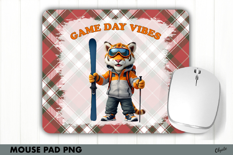 Tiger Winter Sport Mouse Pad PNG, Winter Sport Sublimation