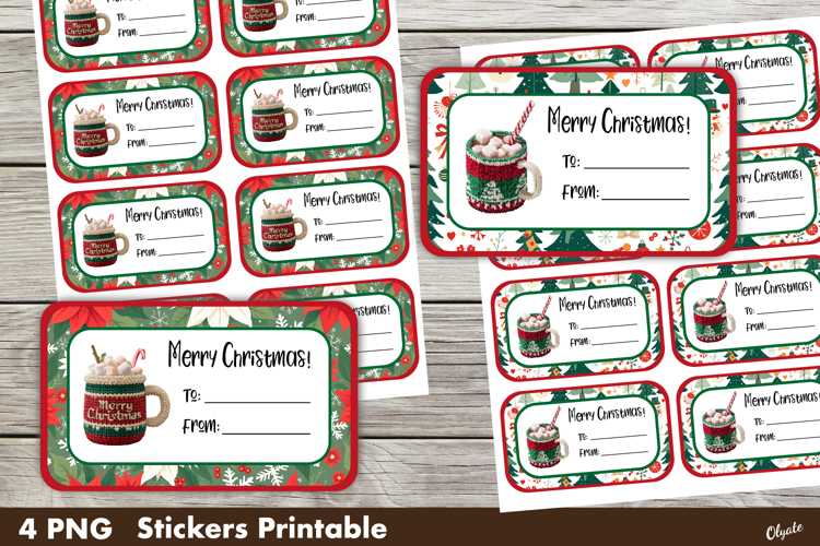 Christmas Gift Stickers PNG. Personalized Christmas PNG