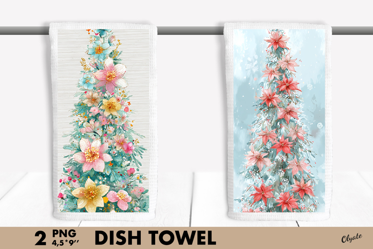 Watercolor Christmas Tree Dish Towel Sublimation