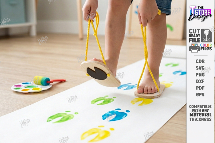 Childrens Feet Stilts Laser Cut | Footprint SVG | Kids Laser