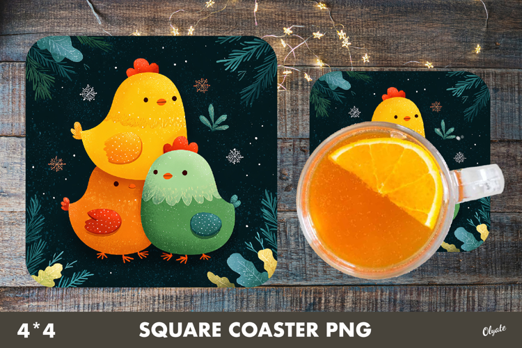 Funny Bird Coaster Sublimation. Christmas Square Coaster