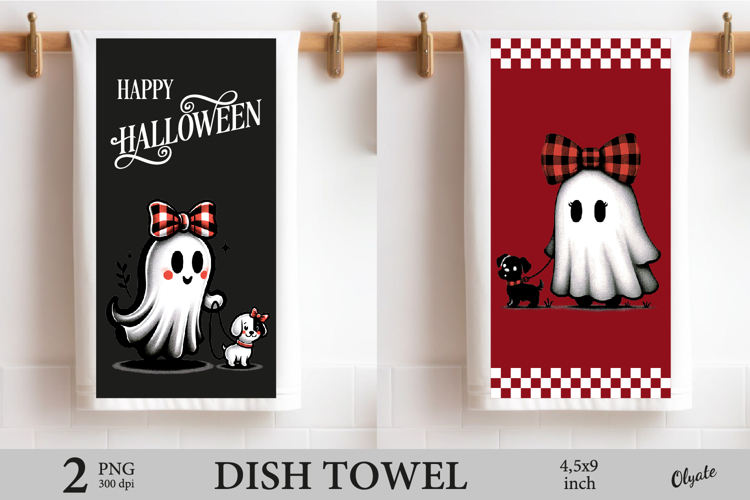Happy Halloween Dish Towel Sublimation PNG, Ghost PNG