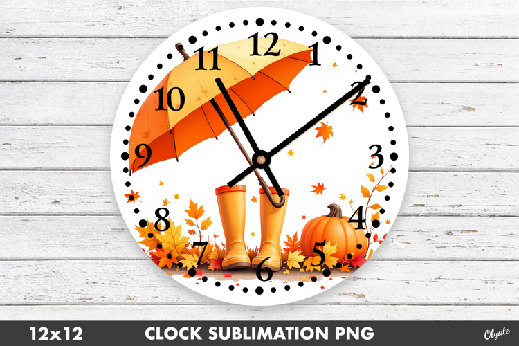 Clock Face Sublimation PNG. Fall, Autumn Design PNG
