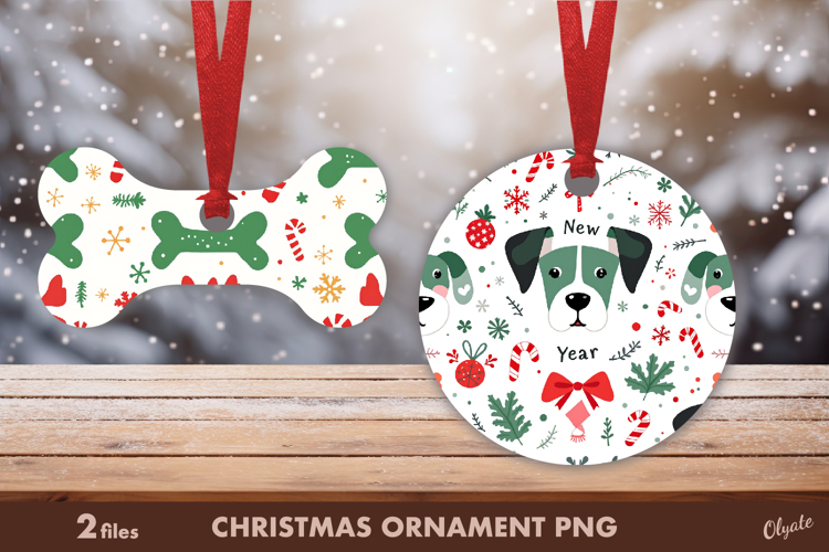 Christmas Dog Ornament Sublimation PNG