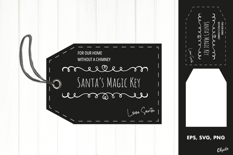 Santa’s Magic Key, Black and White EPS, SVG, PNG