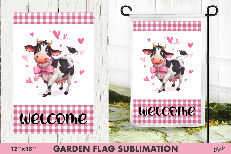 Funny Valentine Cow Garden Flag PNG