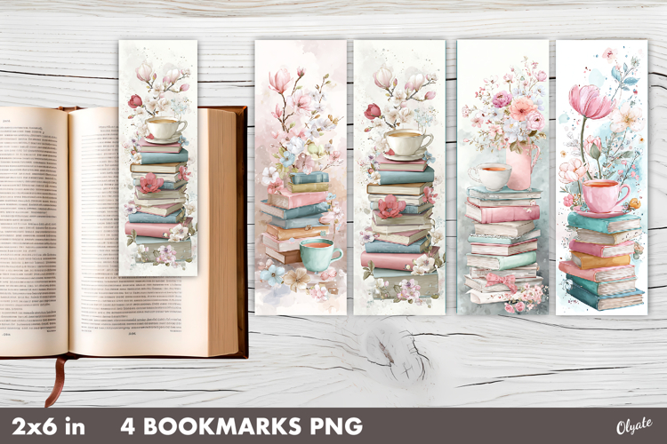 Watercolor Spring Book Bookmark PNG
