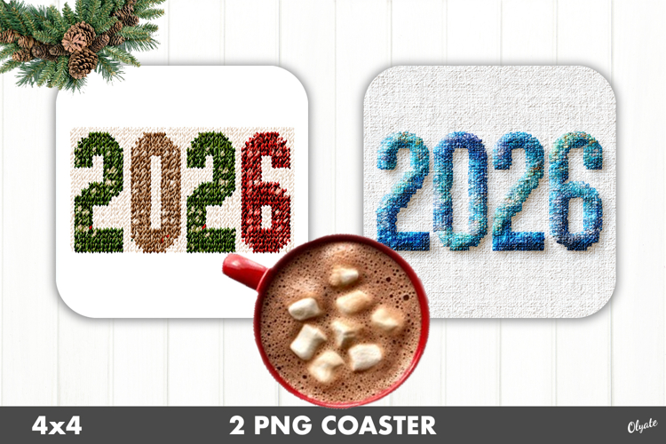 2026 Coaster PNG, Latch Hook Yarn Coaster PNG
