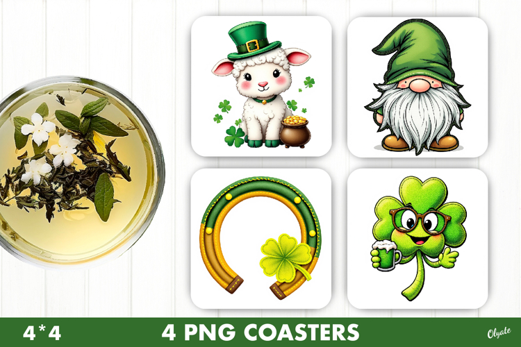 St Patrick’s Day Coaster PNG, Patrick Green Coaster PNG
