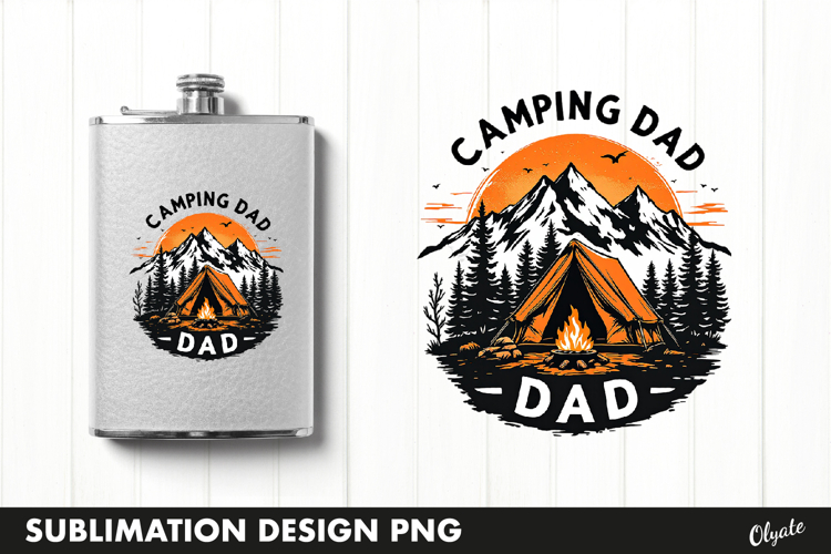 Dad BBQ Retro Round Sublimation, Flask BBQ Grill PNG