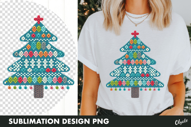 Knitting Christmas Tree Sublimation PNG. Christmas Tshirt