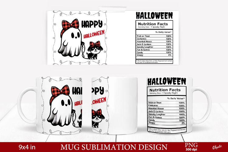Mug Ghost Sublimation PNG. Halloween Mug PNG