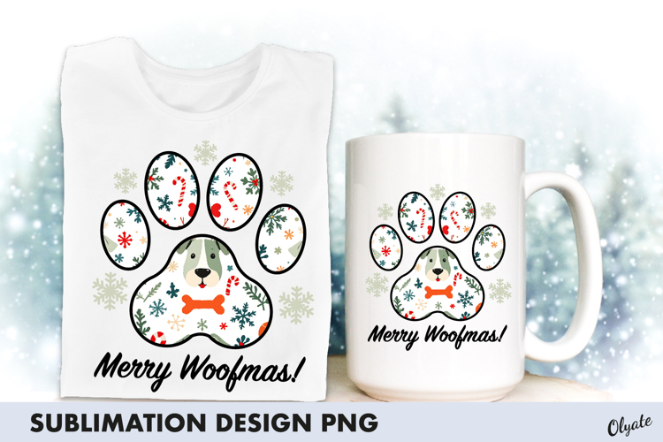 Merry Woofmas, Dog Christmas Sublimation PNG